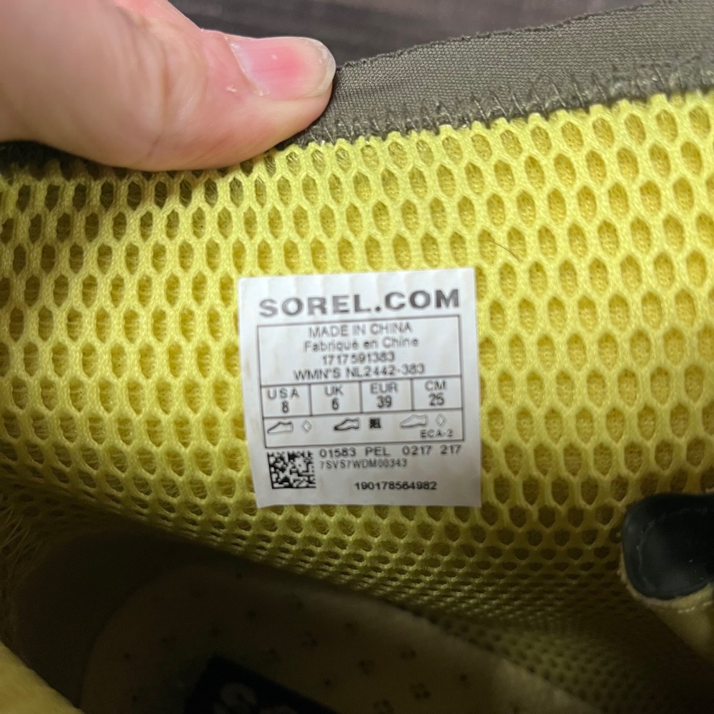 Sorel Joan of Arctic Wedge Rain Boots Olive Green Rubber Lace Up Waterproof - Picture 9 of 12